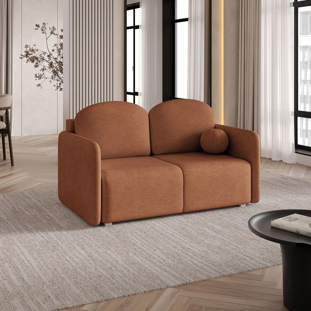 Masseno Sofa SUVI II z funkcją spania i pojemnikiem na pościel, Rozkładana sofa - Miedziany, NEVE 52