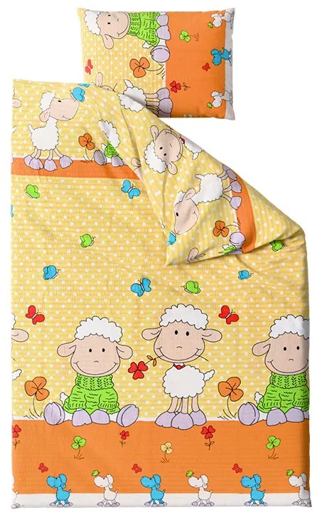 PrzytulneMieszkanie.pl PrzytulneMieszkanie.pl Pościel z kory do łóżeczka OWCZKI żółte Rozmiar pościeli: 45 x 65 cm | 90 x 135 cm