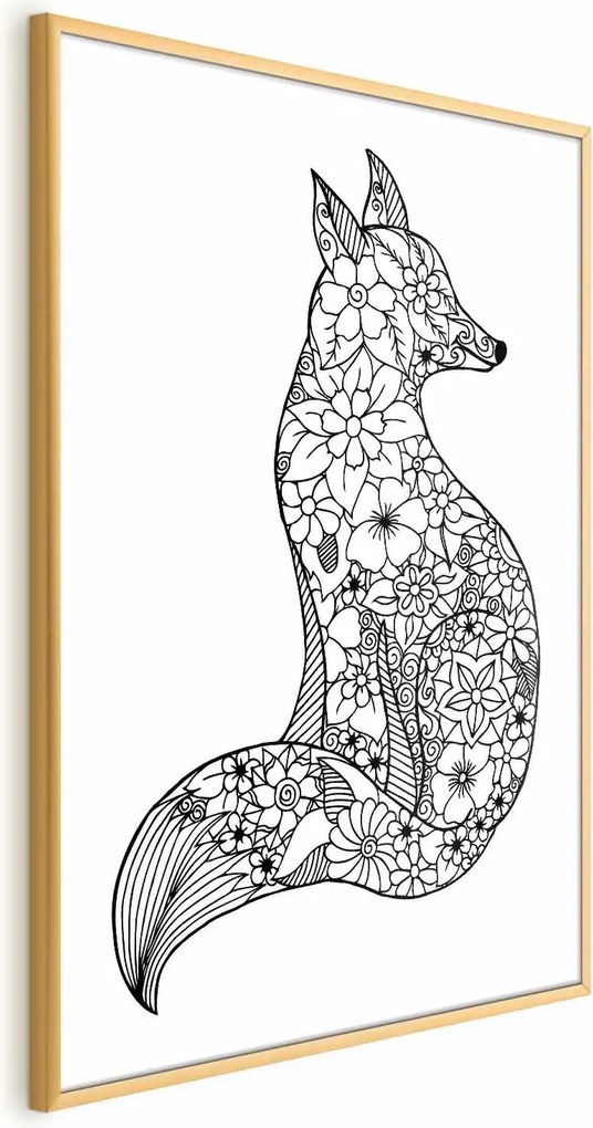 Plakat Lis w kwiaty 29,7x42 cm z ramą złotą bez marginesu ARTGEIST B