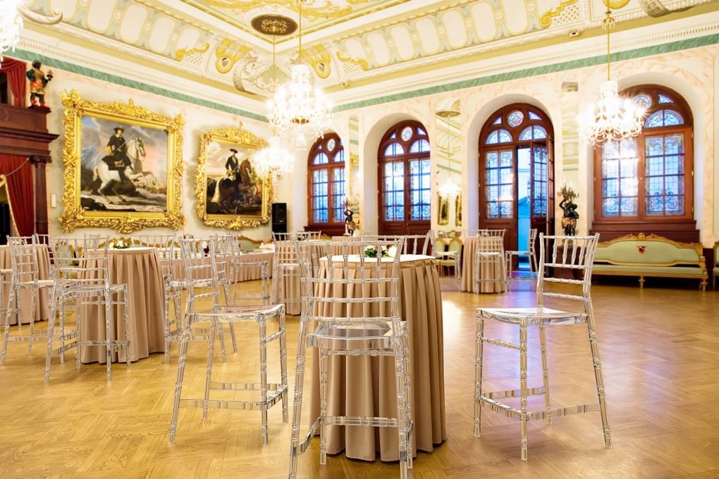 Hoker restauracyjny Chiavari Bar 65 z wysokim oparciem