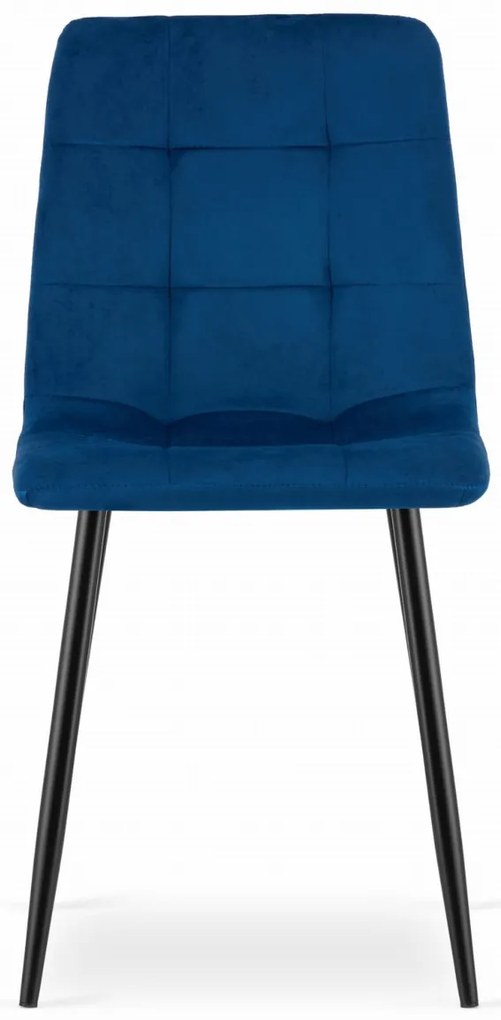 Krzesło aksamitne KARA niebieskie na czarnych nogach