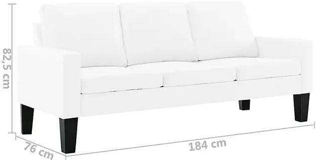3-osobowa biała sofa z ekoskóry M0-M28