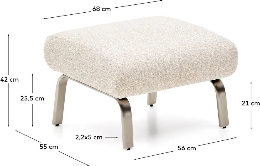 Beżowy podnóżek z tkaniny szenilowej Amsen – Kave Home