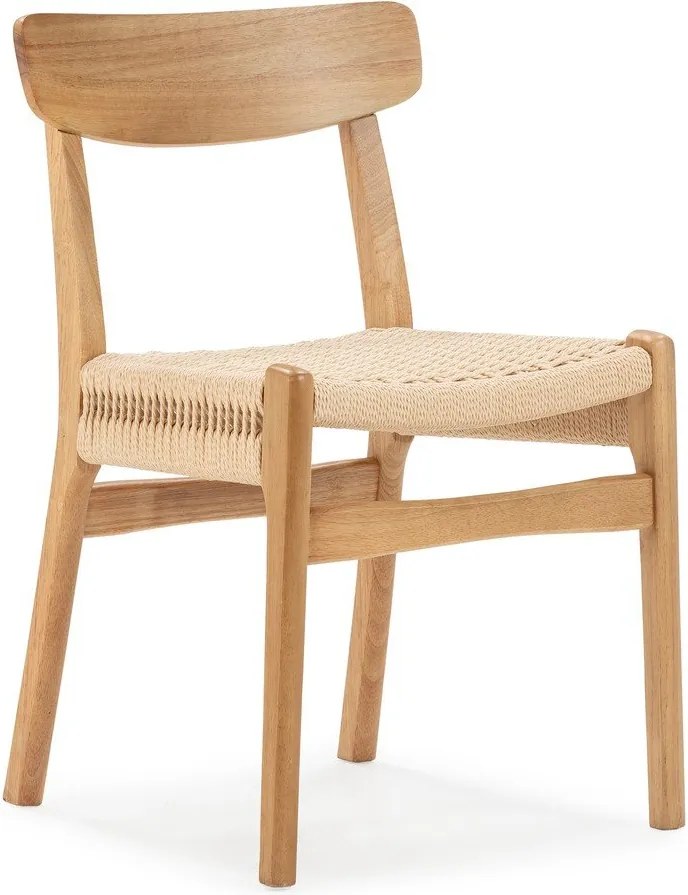 Krzesła zestaw 2 szt. z litego drewna kauczukowego w naturalnym kolorze Biel – MOME