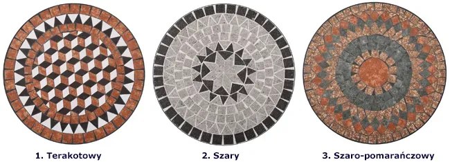 3-cz. ceramiczny, szaro-pomarańczowy zestaw mebli bistro – Ovez