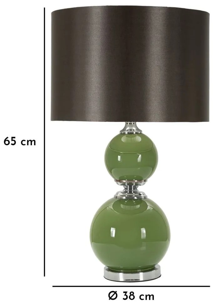 Zielono-szara lampa stołowa z tekstylnym kloszem (wysokość 65 cm) Eva – Mauro Ferretti