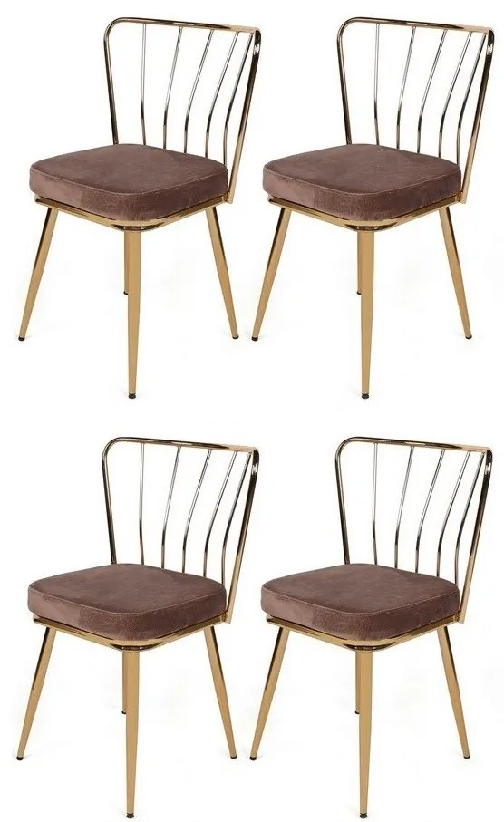 Zestaw krzeseł do jadalni Yildiz Light Brown and Gold, 4 szt., 4 szt.
