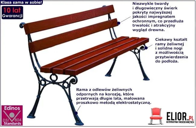 Ławka ogrodowa Nordia 3X 150cm - 7 kolorów
