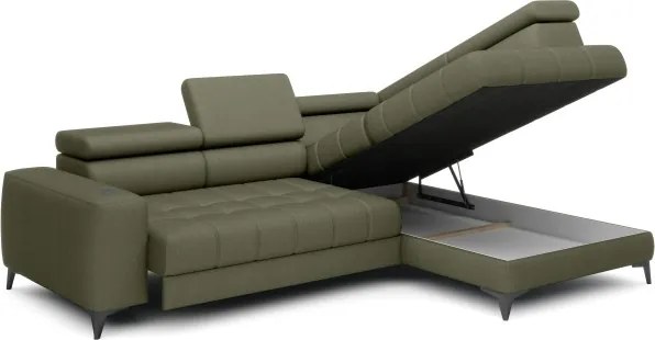 Narożnik BAGGIO Prawostronny z funkcją spania, wolnostojący tkanina LETTO 38 Jasna Zieleń WERSAL