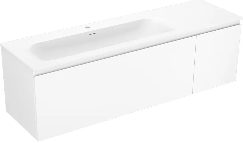 Mexen Orio szafka łazienkowa 160 cm z umywalką Vela lewą, 1S, 1D, biała mat - 91A13-16047-3-BBFF01-W23L01