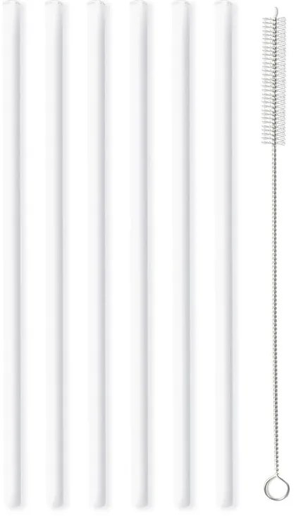 Zestaw 6 białych szklanych słomek Vialli Design, dł. 20 cm