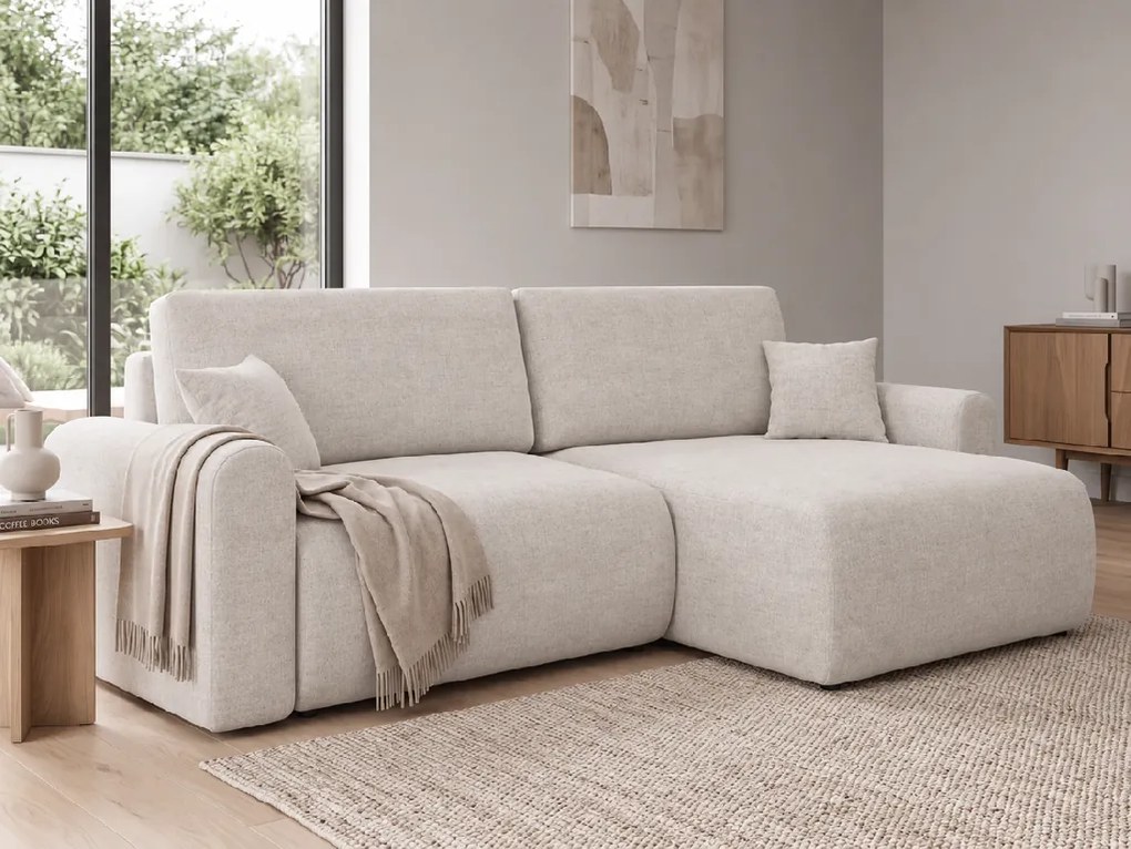 Rozkładany dwustronny narożnik L NORDEN PAROS 250x140 cm, kremowy