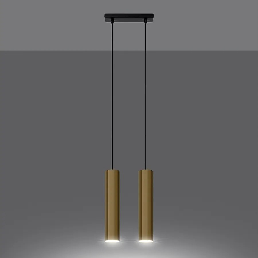 Lampy wiszące nowoczesny Toris, stal - 2 źródło światła 3000K - L.30 x H.90 cm - złoty połysk