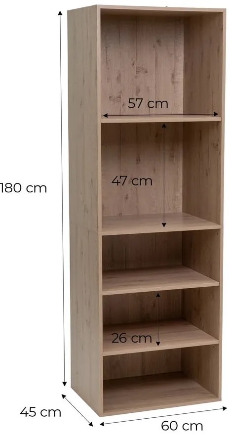 Otwarta szafa modułowa w dekorze dębu w naturalnym kolorze 60x180x45 cm Modular – Casa Selección