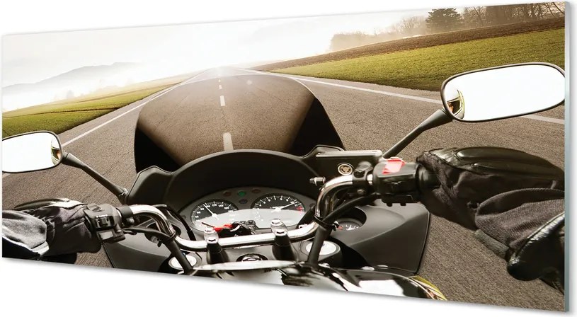 Szklany Panel Motocykl na tle Gór i Nieba