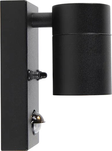 Lampa ścienna zewnętrzna czarna z czujnikiem ruchu IP44 - Solo