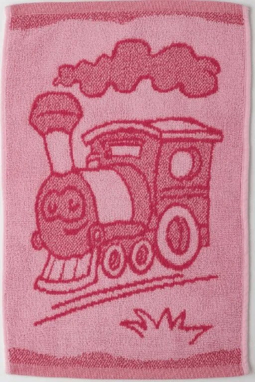 Ręcznik kąpielowy dziecięcy BEBÉ lokomotywa różowy 30x50 cm