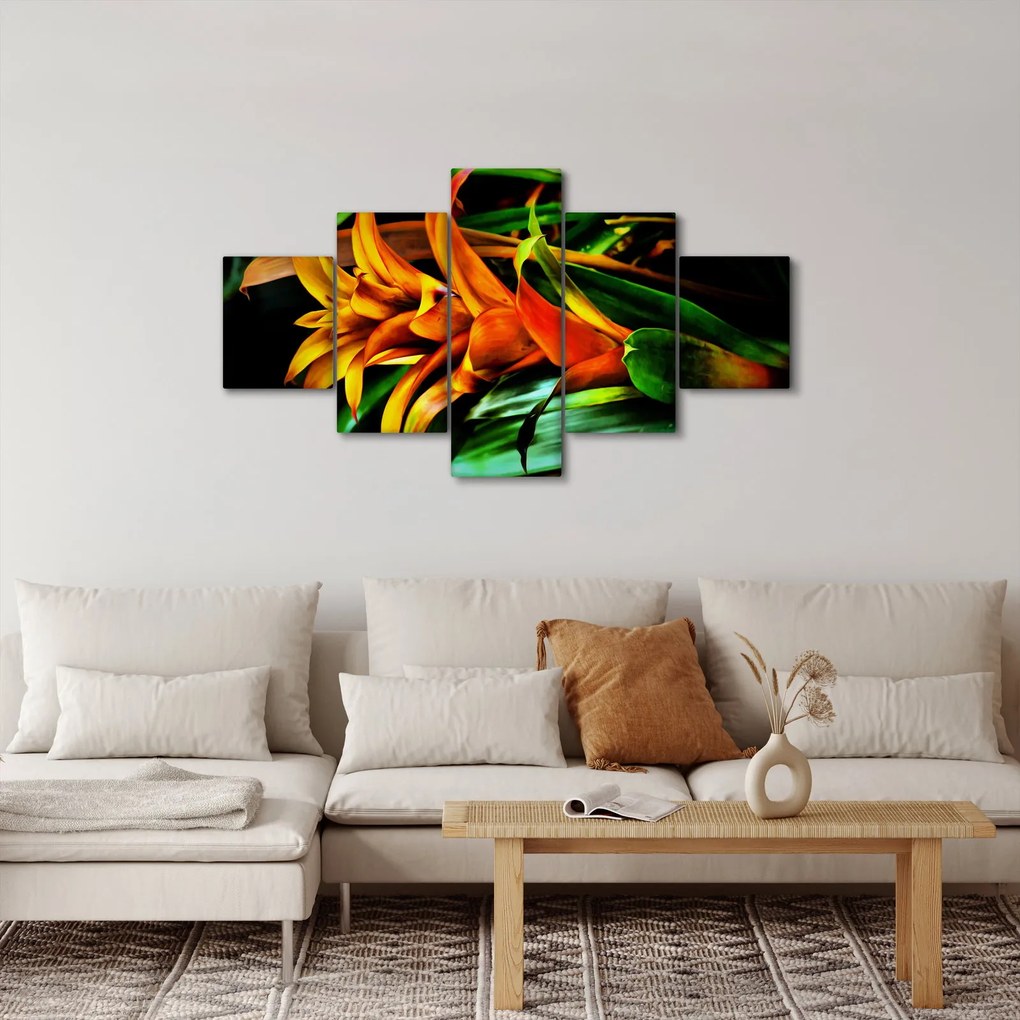 Obraz pomarańczowego kwiatu (125x70 cm)