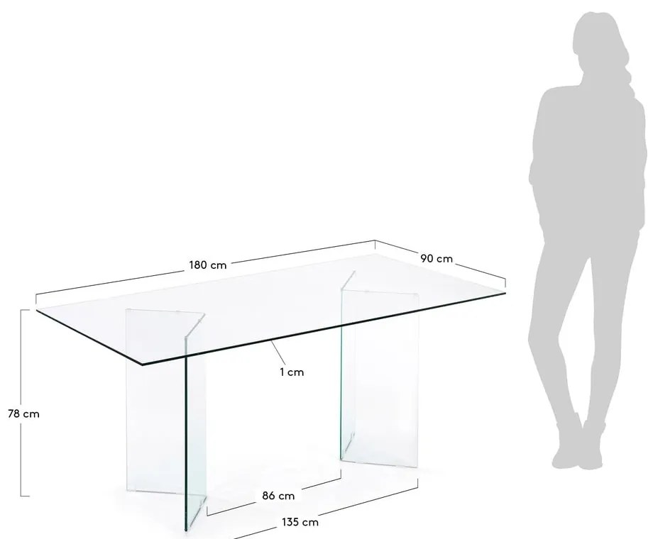 Szklany stół 90x180 cm Burano – Kave Home