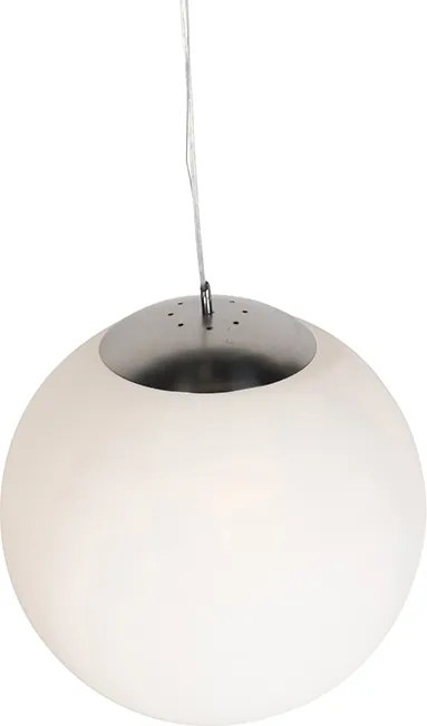 Inteligentna skandynawska lampa wisząca srebrna z opalowym szkłem 50 cm z WiFi A60 - Ball 50