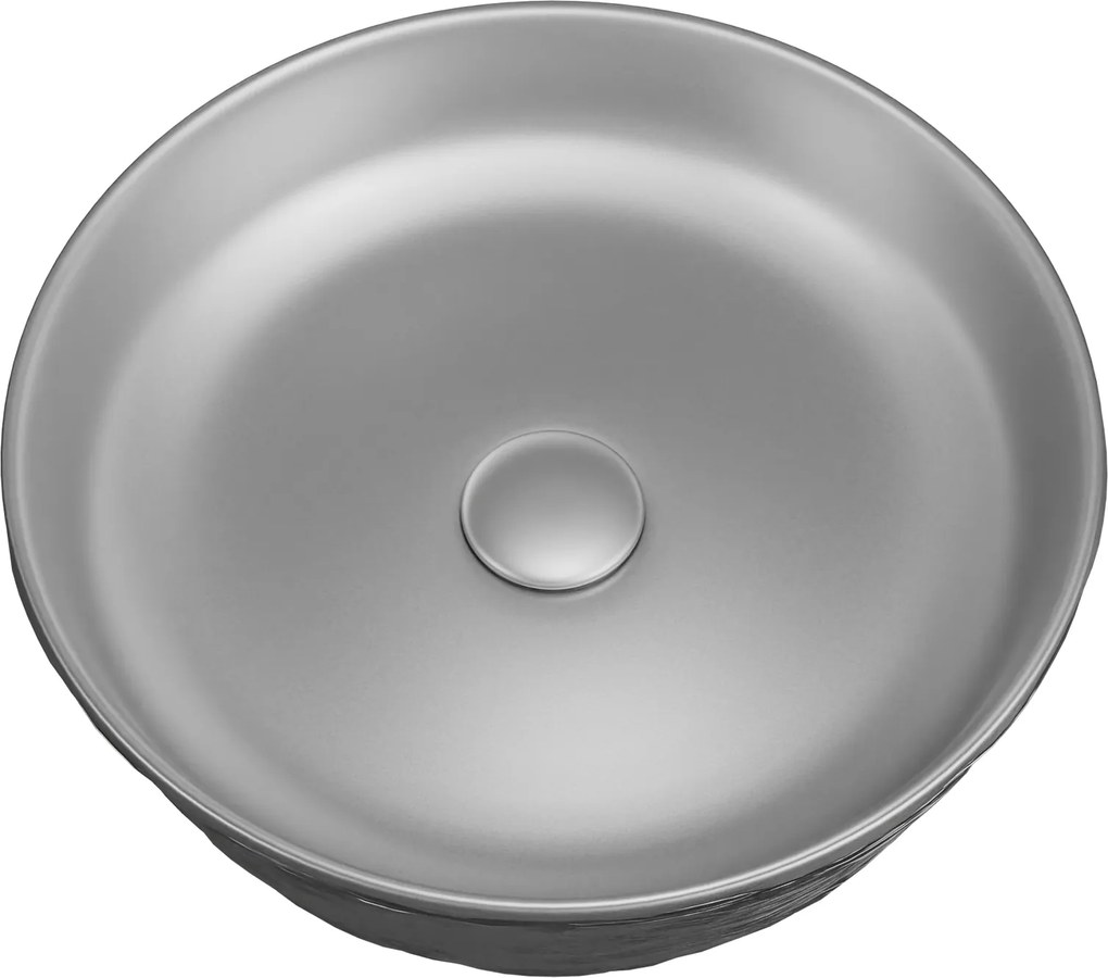 Umywalka ceramiczna nablatowa okrągła srebrna mat 40 cm ARI SILVER