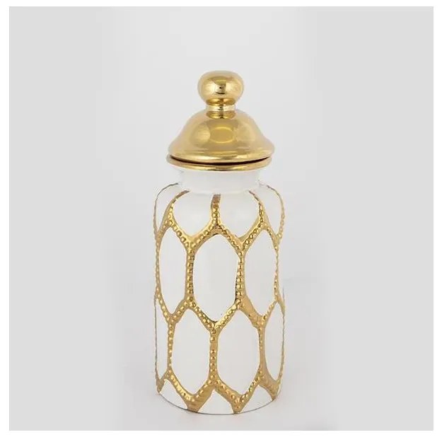 Słoik ceramiczny 31x12,5 cm złoty/biały