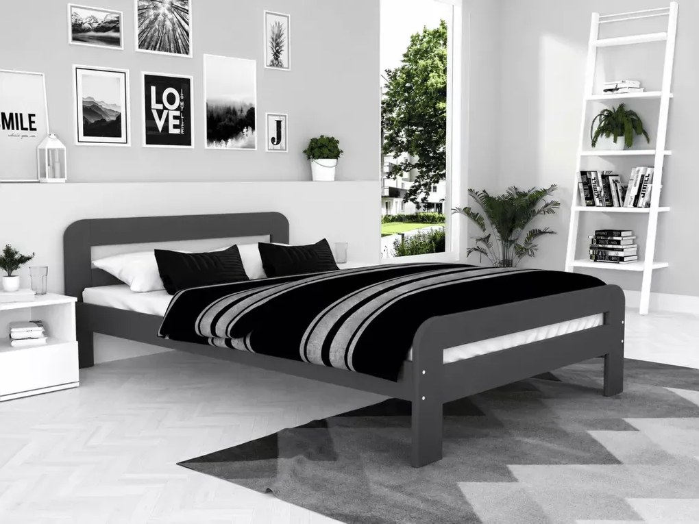 Łóżko drewniane ze stelażem Tresi 90x200-180x200 sosna białe szare