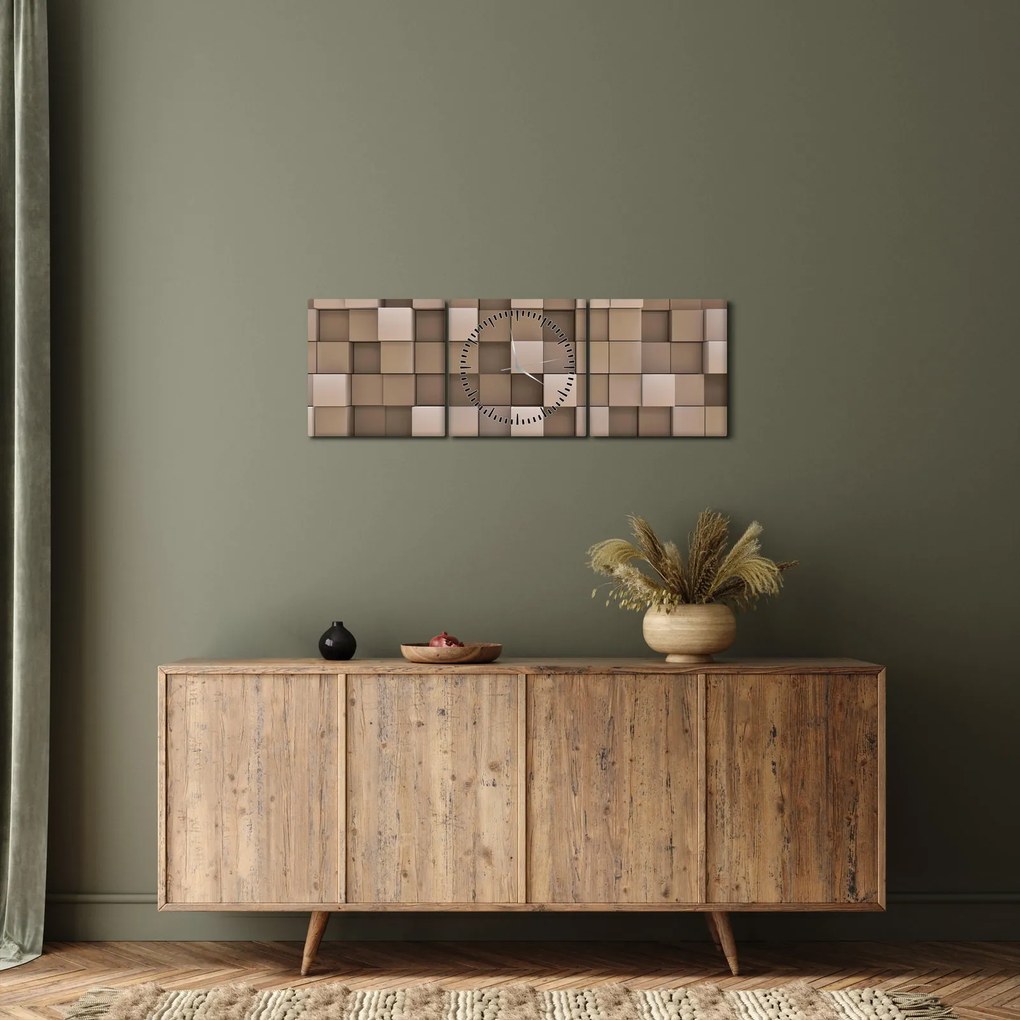 Obraz - Beżowe kostki (z zegarem) (90x30 cm)