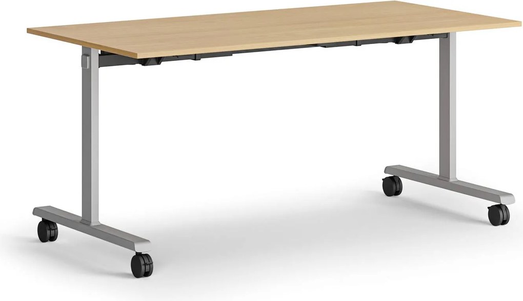 Mobilny stół MATCH, 160x80 cm, szara podstawa, buk