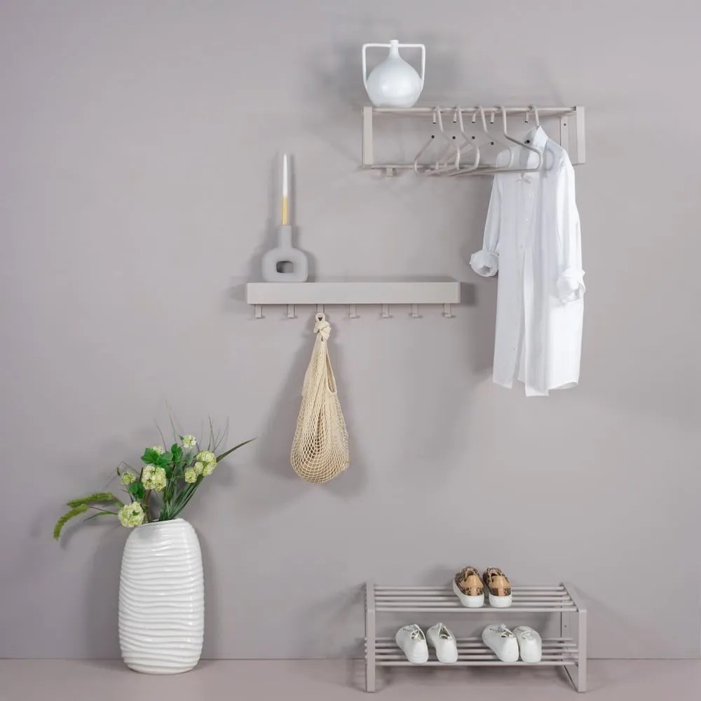 Szarobeżowy metalowy wieszak ścienny z półką Rex – Spinder Design