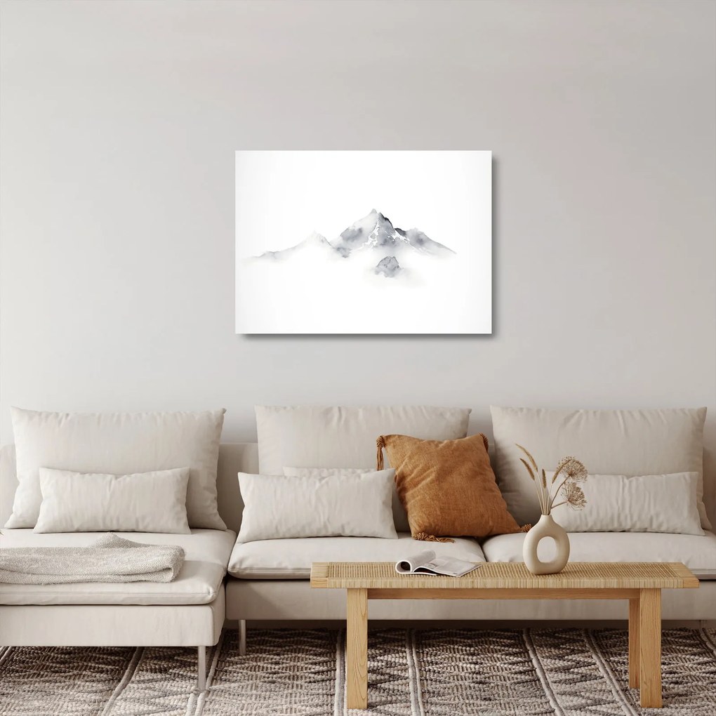 Obraz na szkle - Obraz gór namalowany tuszem (70x50 cm)