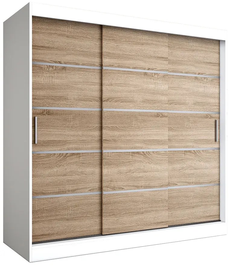 Szafa przesuwna biały + dąb sonoma 200 cm - Bohosa 6X