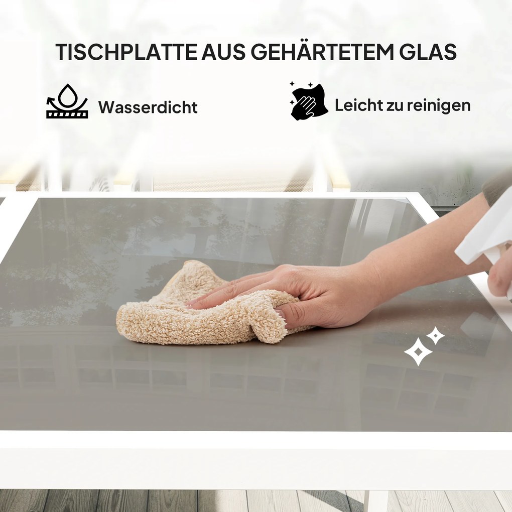 Outsunny 5-częściowy zestaw do jedzenia na zewnątrz, stół ze szkła hartowanego, 4 krzesła, odporny na warunki atmosferyczne, rama stalowa, meble tarasowe, wielobarwny