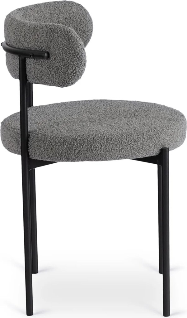 Krzesło Tapicerowane do Salonu TULSA Szare Boucle Nowoczesne