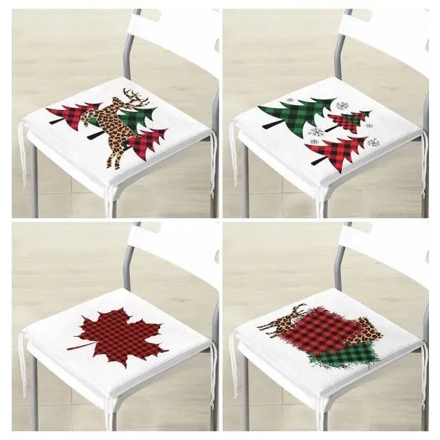 Poduszki na krzesła ze świątecznym motywem zestaw 4 szt. 40x40 cm Tartan – Mila Home
