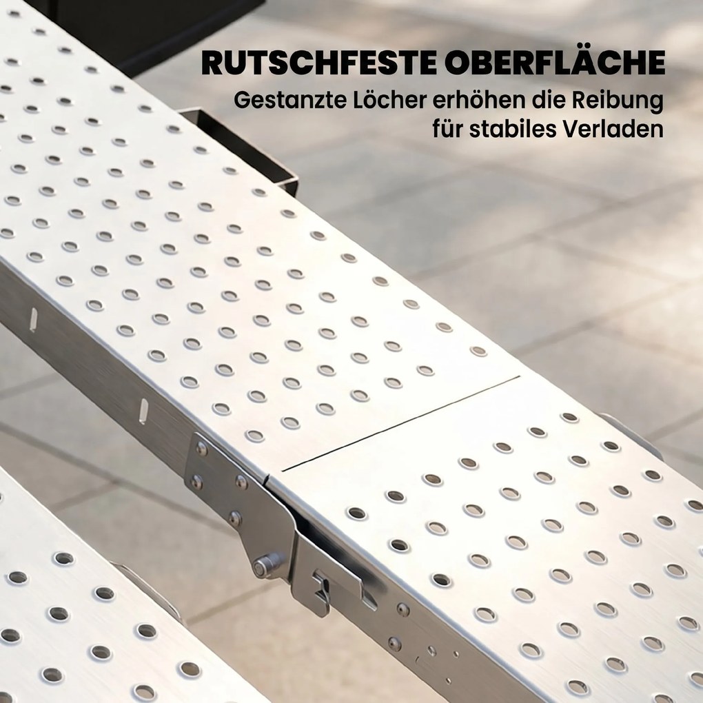 HOMCOM Zestaw 2 ramp składanych z metalu, rampa progowa z uchwytami do 400 kg, dla opon do 22,5 cm | Aosom PL
