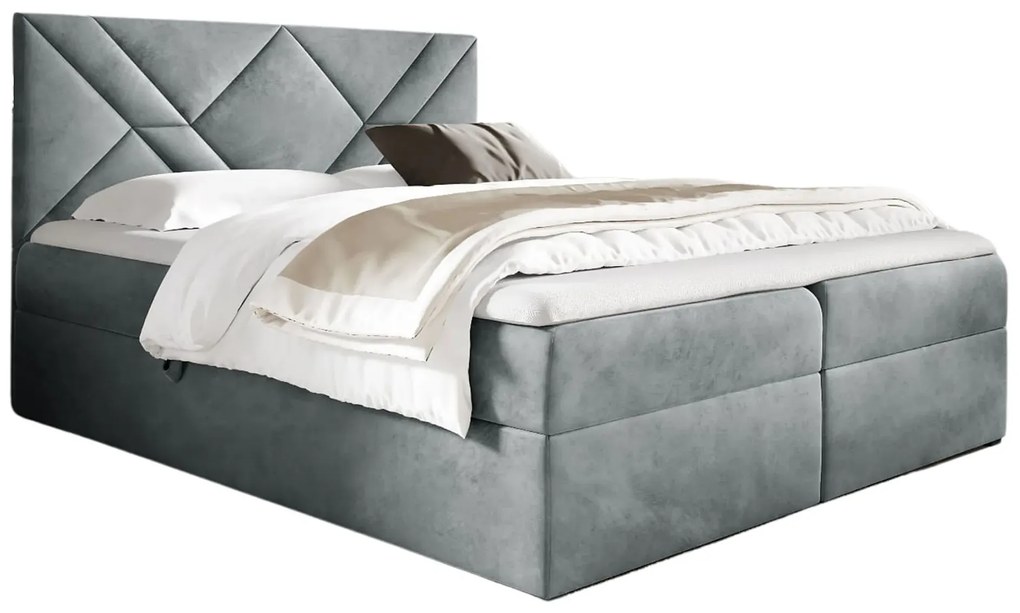 Szare łóżko kontynentalne z zagłówkiem 5 rozmiarów T7-S30