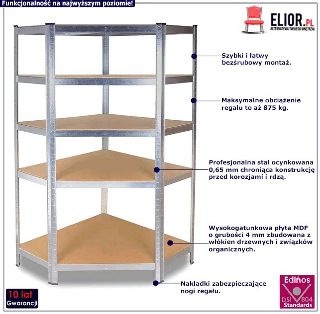 Narożny regał magazynowy do garażu F8-E52