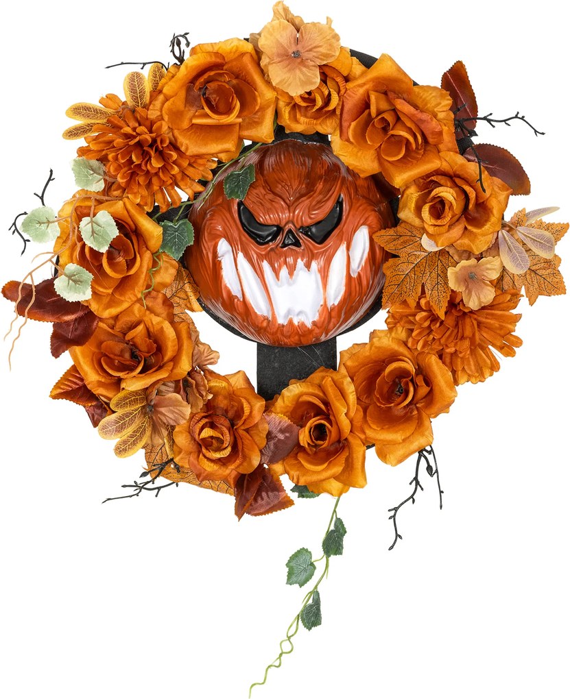 Outsunny Wieniec Halloween, przerażający motyw dyni, jesienne liście, efekty świetlne, tworzywo sztuczne