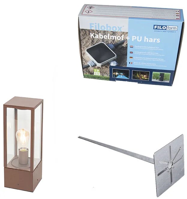 Zewnetrzna Przemysłowa stojąca lampa zewnętrzna rdzawy brąz 40 cm IP44 - CharloisPrzemysłowy Oswietlenie zewnetrzne