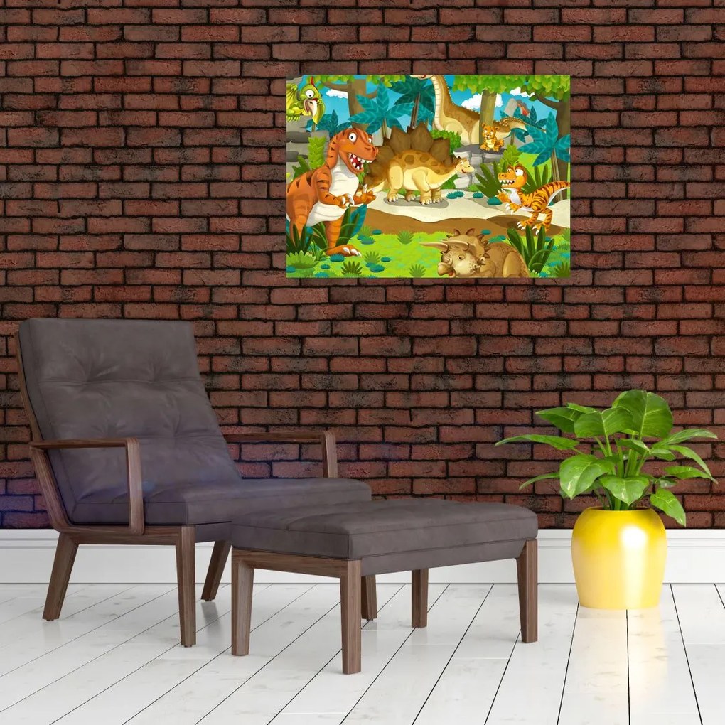 Obraz na szkle - Dinozaury (70x50 cm)