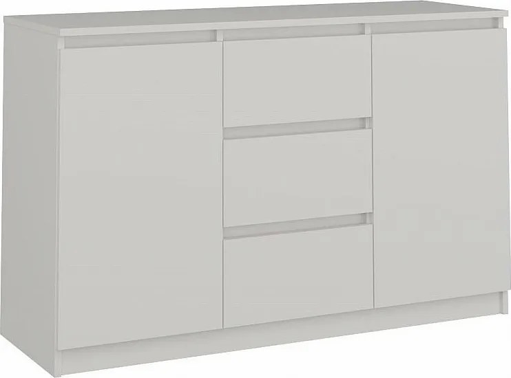 Komoda Malwa 2D3S | Biała | 120x40x75 cm | 2 Drzwi 3 Szuflady