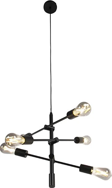 Inteligentna lampa wisząca industrialna czarna z 6 WiFi ST64 - Sydney