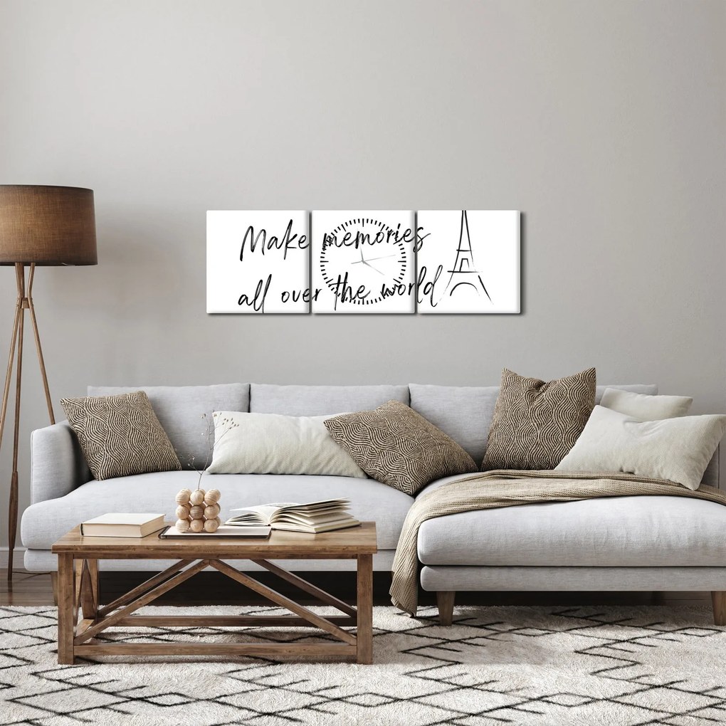 Obraz - Twórz wspomnienia (z zegarem) (90x30 cm)