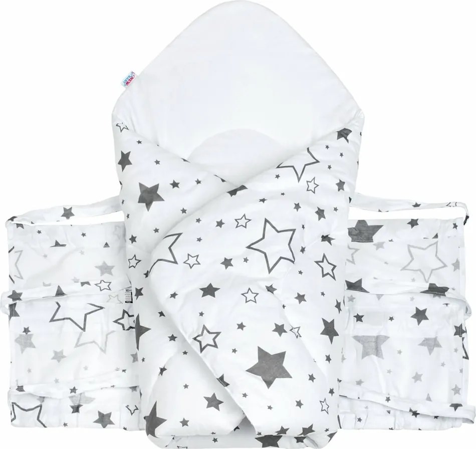 New Baby Klasyczny rożek sznurowany Szare gwiazdki