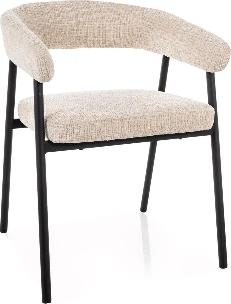 Krzesło do jadalni KATANA z czarnymi nogami, beżowe