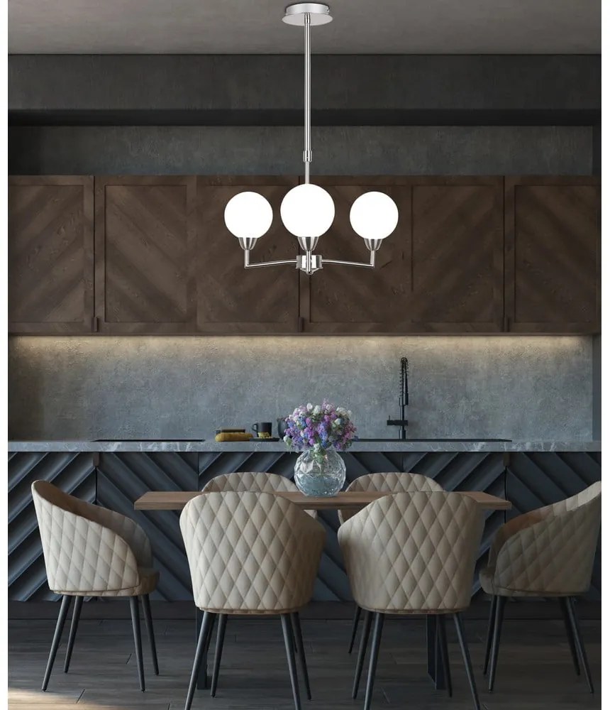 Lampa wisząca w kolorze srebra ze szklanym kloszem Logos – Candellux Lighting