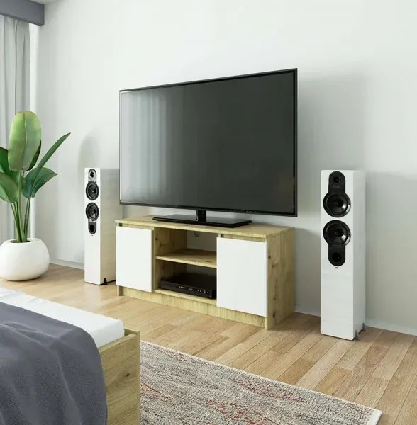 Szafka pod telewizor dąb artisan - biały T5-F44