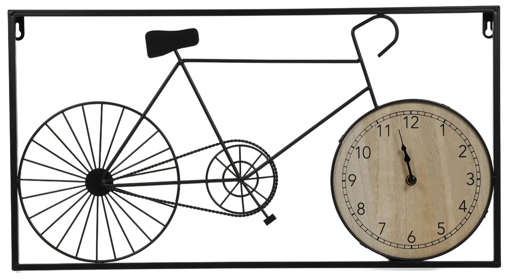 Ozdoba ścienna metalowa rower retro i zegar, 60 x 32 x 5 cm