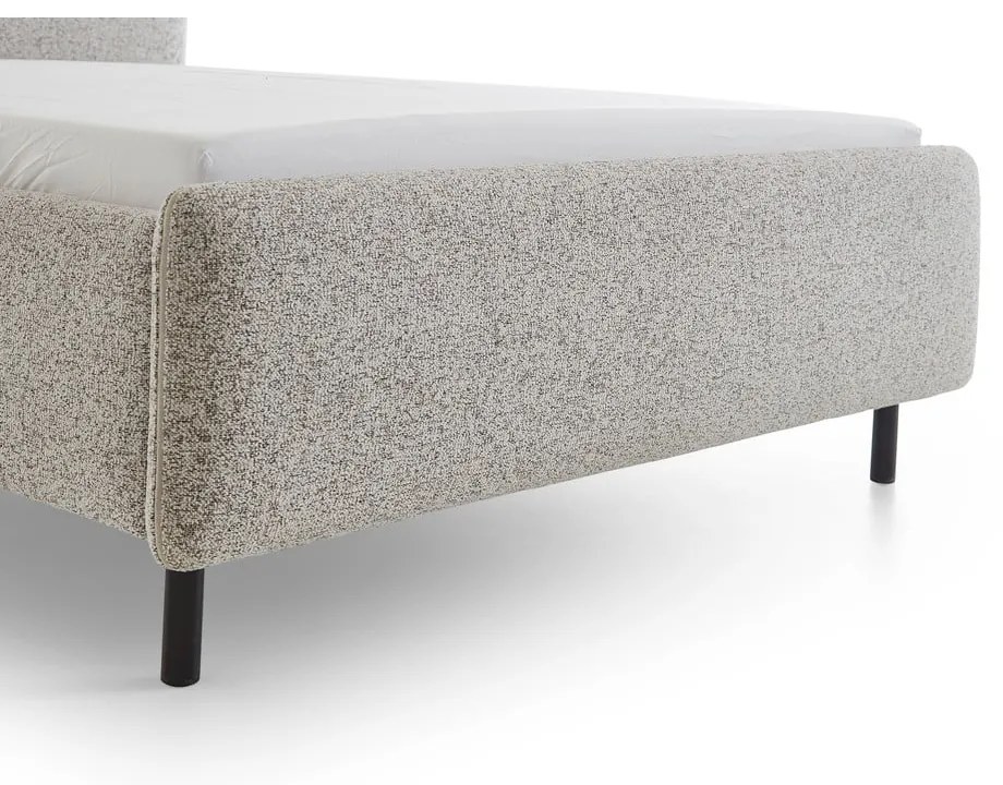 Beżowe tapicerowane łóżko dwuosobowe ze schowkiem ze stelażem 140x200 cm Primo – Meise Möbel
